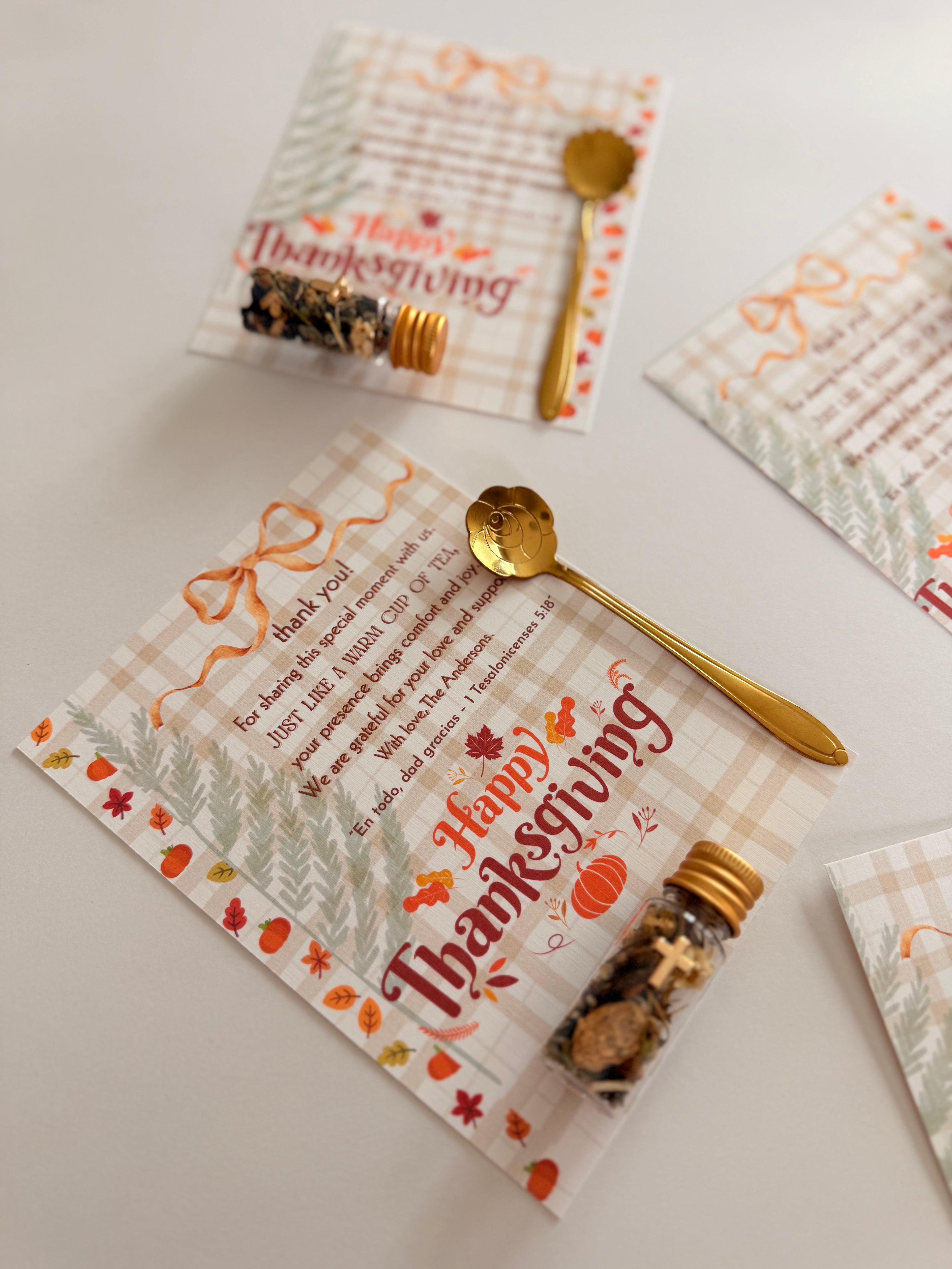 Personalized Herbal Tea Tube with Gold Spoon – Thanksgiving Gift Set