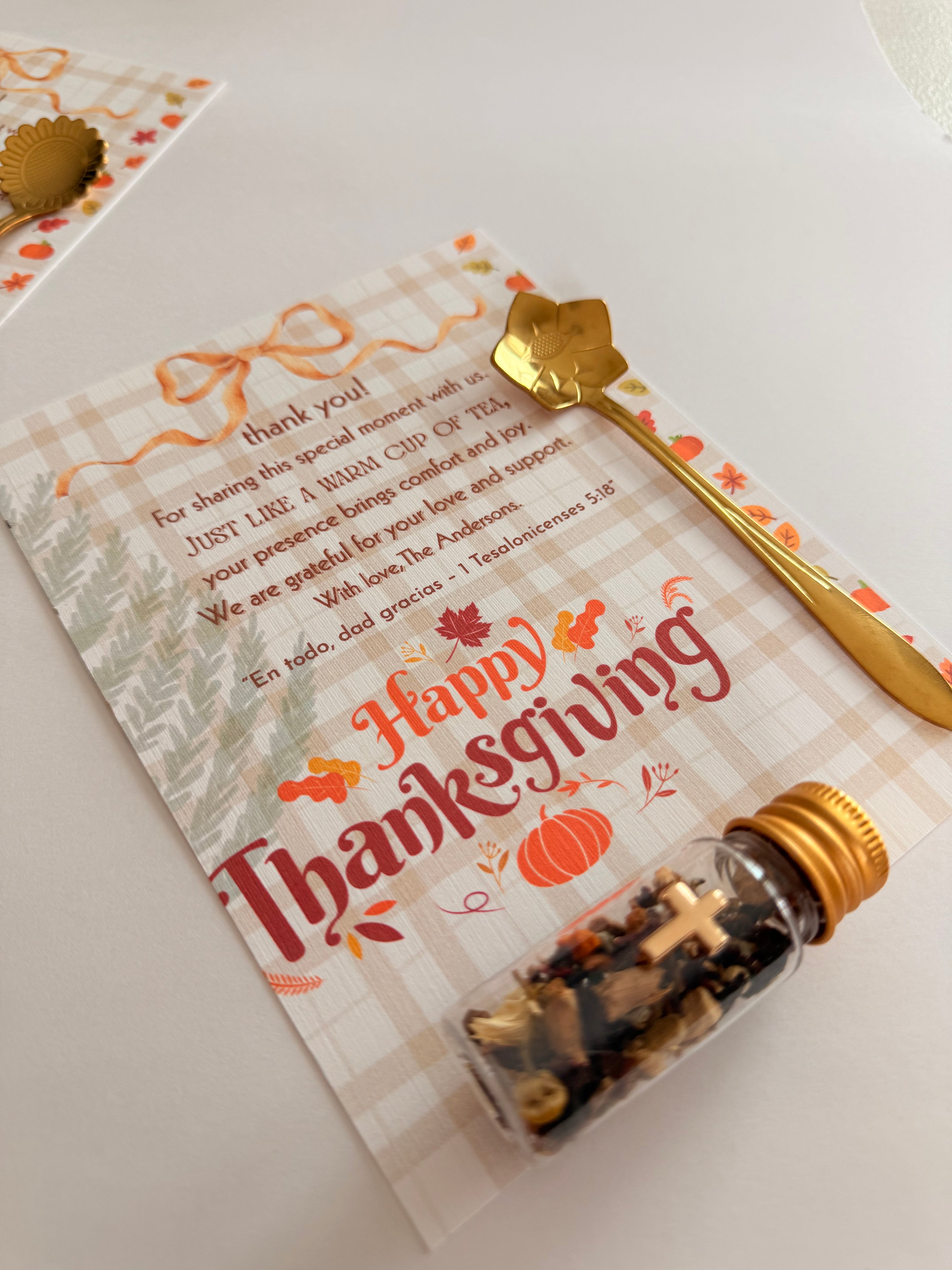 Personalized Herbal Tea Tube with Gold Spoon – Thanksgiving Gift Set