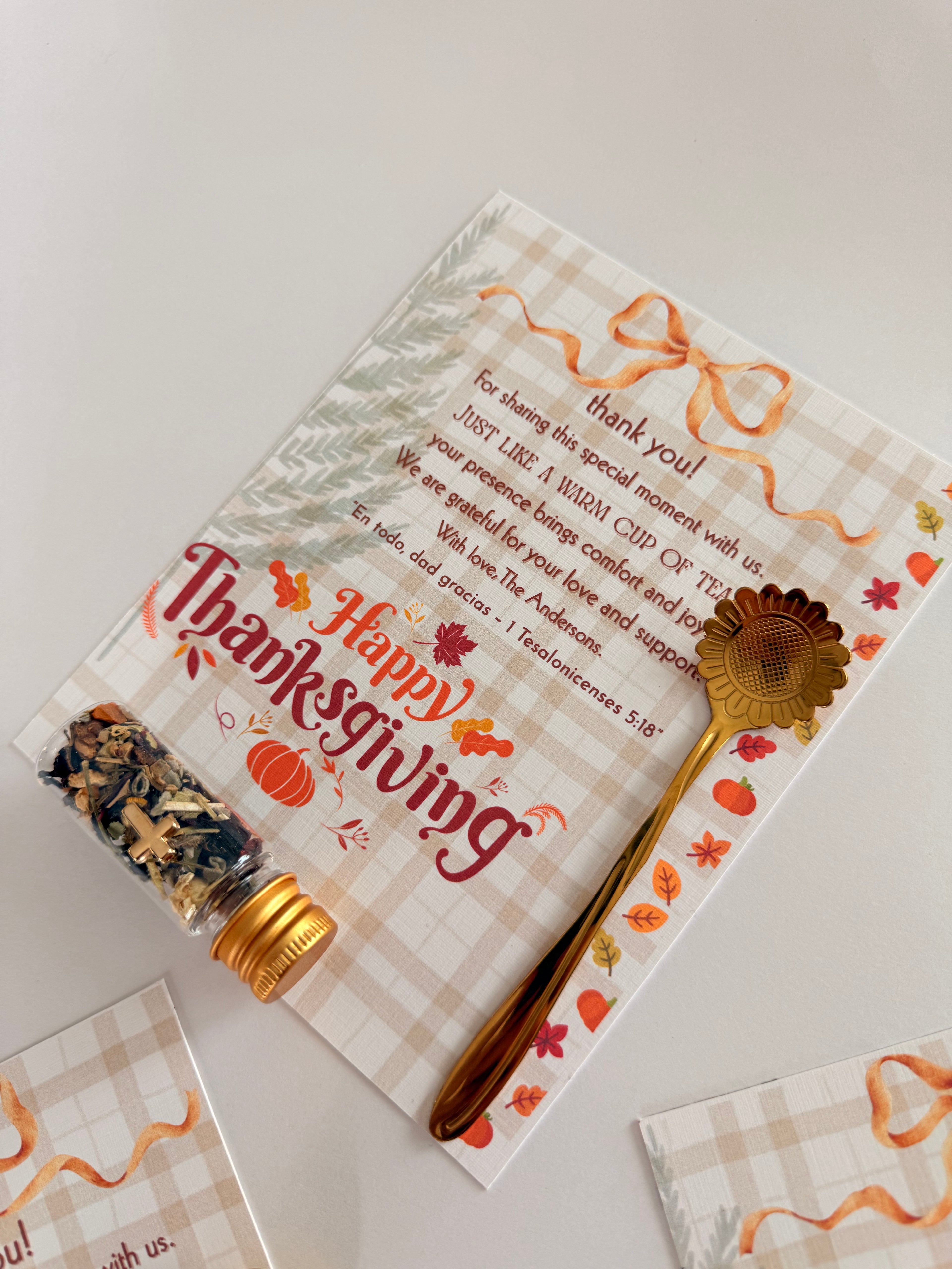 Personalized Herbal Tea Tube with Gold Spoon – Thanksgiving Gift Set