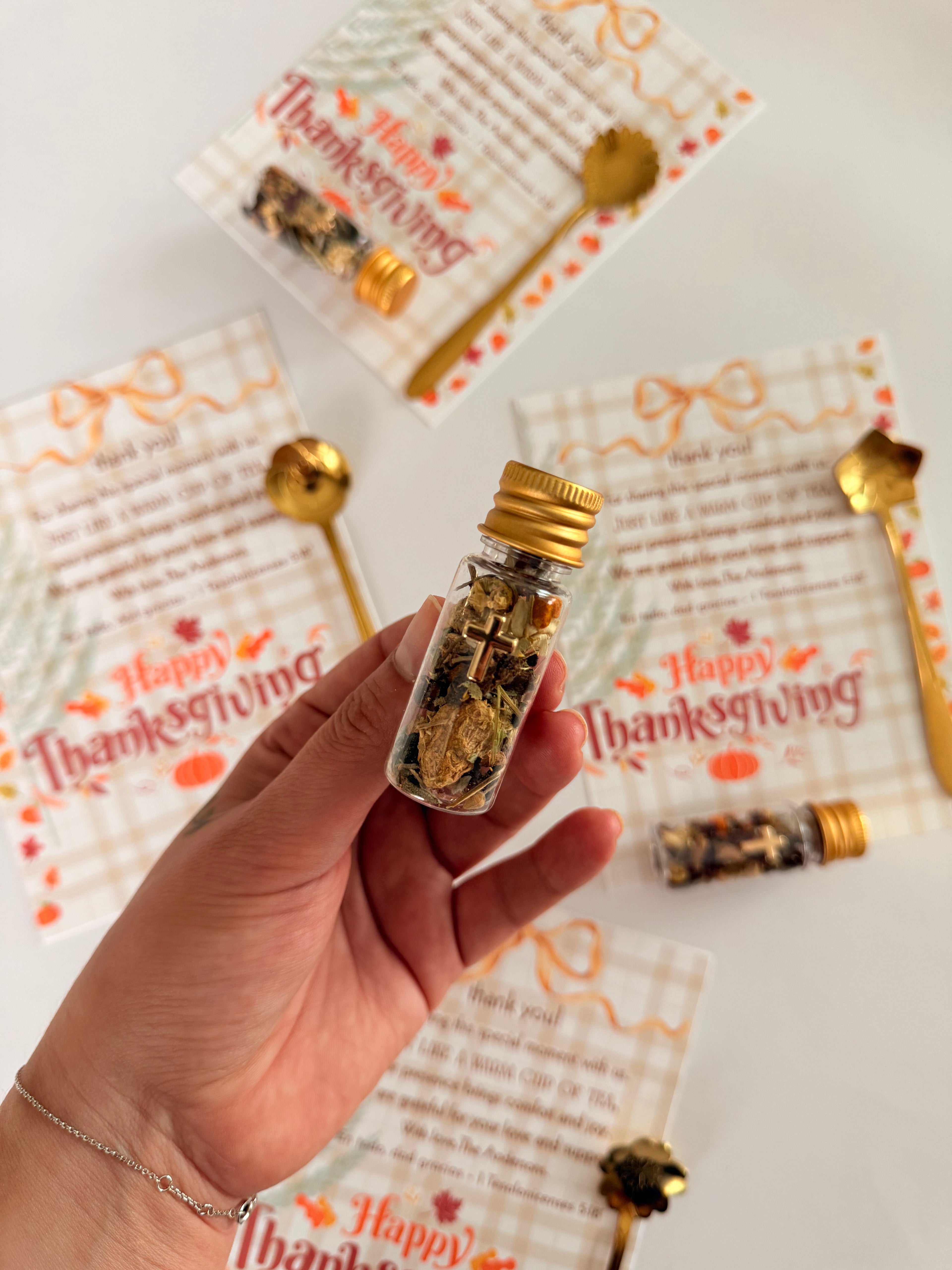 Personalized Herbal Tea Tube with Gold Spoon – Thanksgiving Gift Set