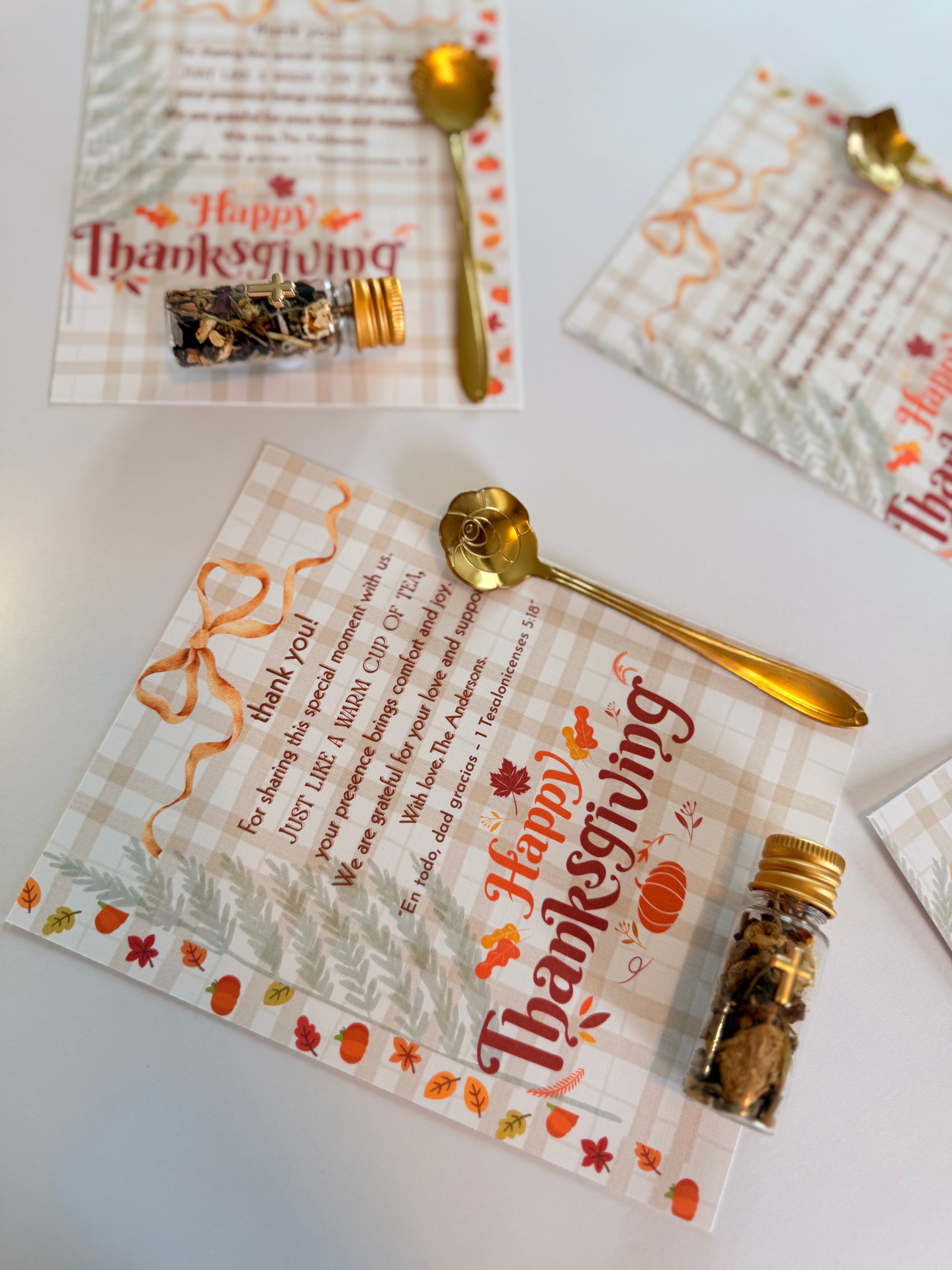 Personalized Herbal Tea Tube with Gold Spoon – Thanksgiving Gift Set