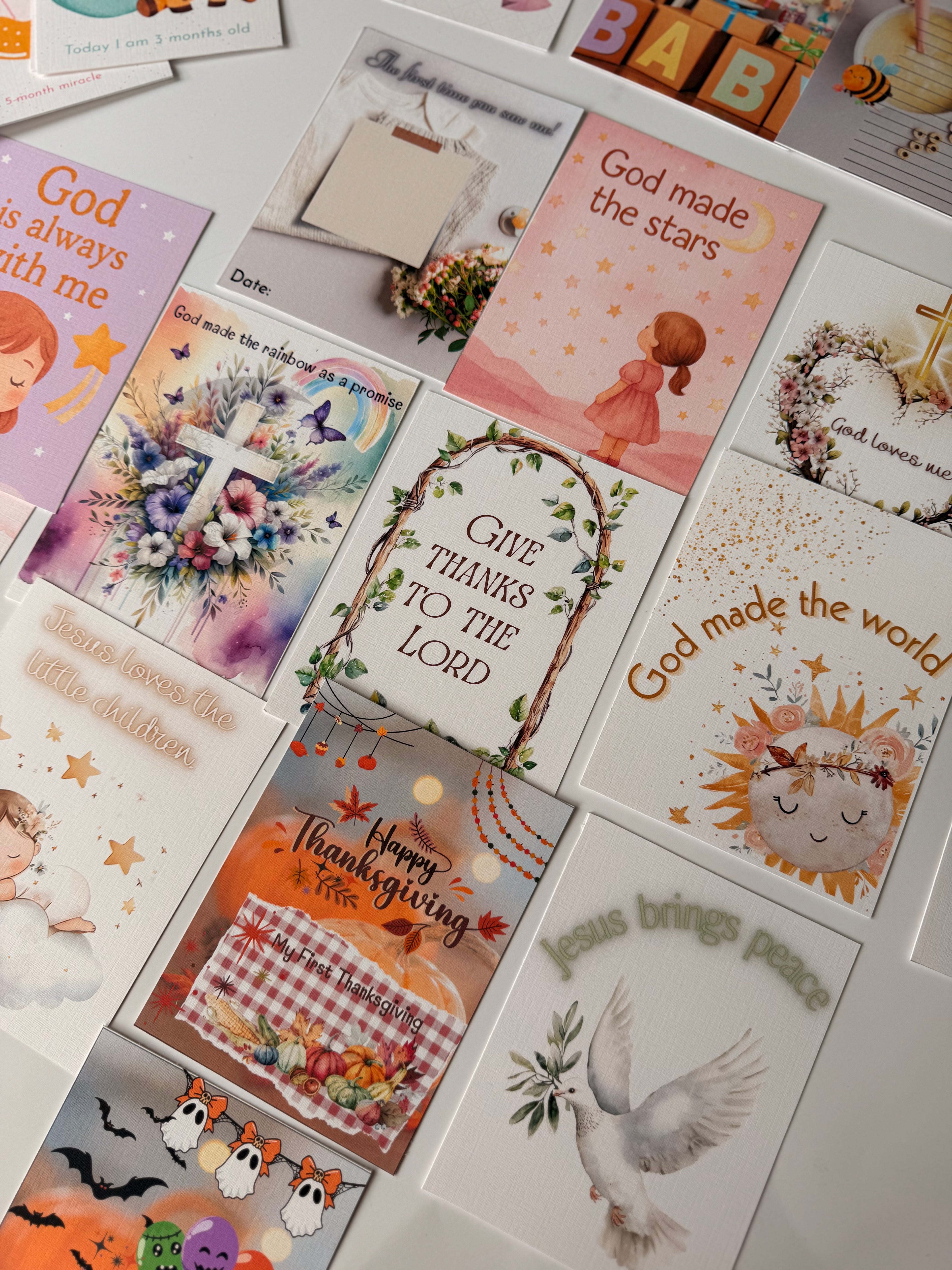 Baby Milestone & Blessing Cards – Set of 40
