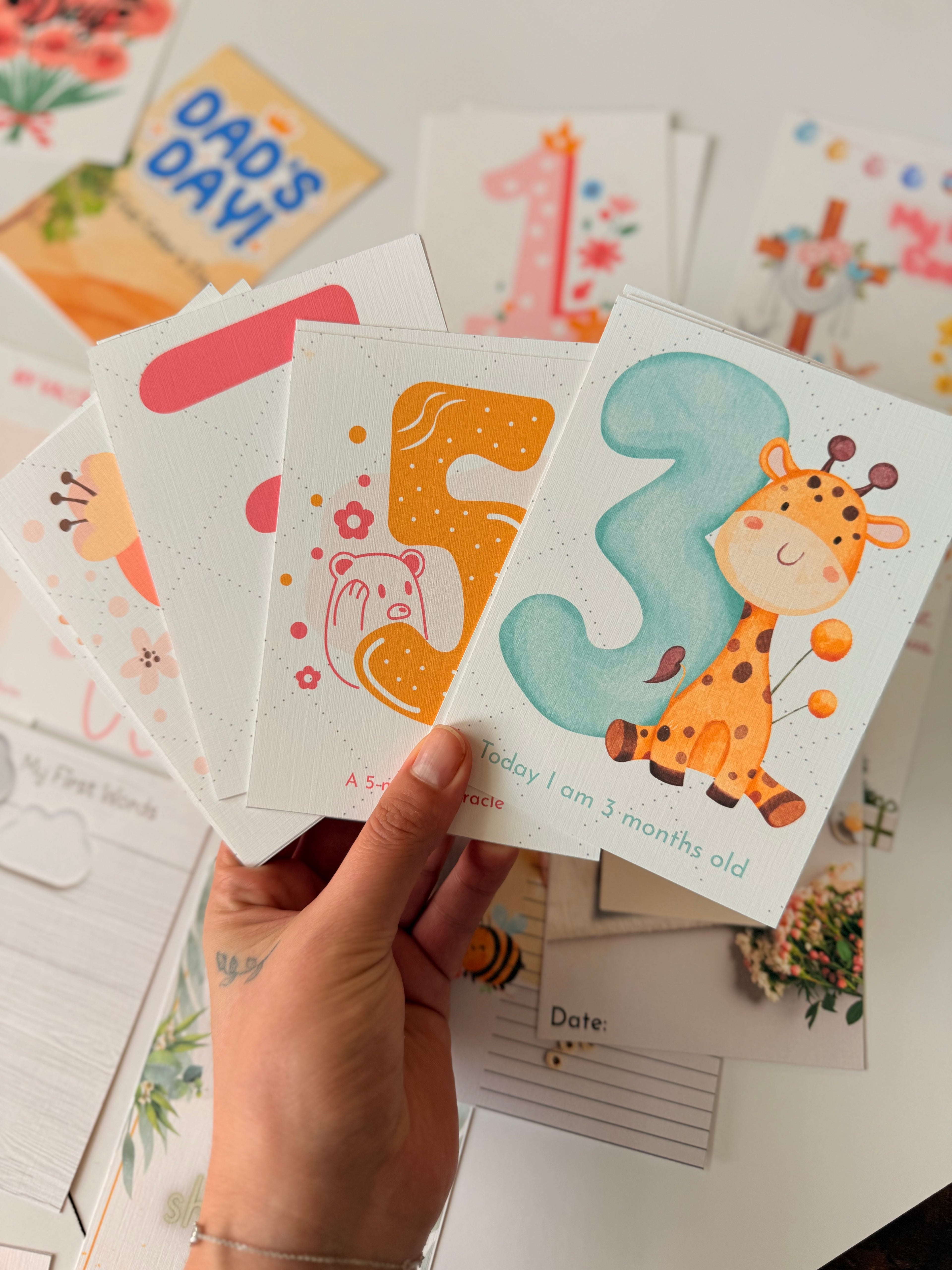 Baby Milestone & Blessing Cards – Set of 40