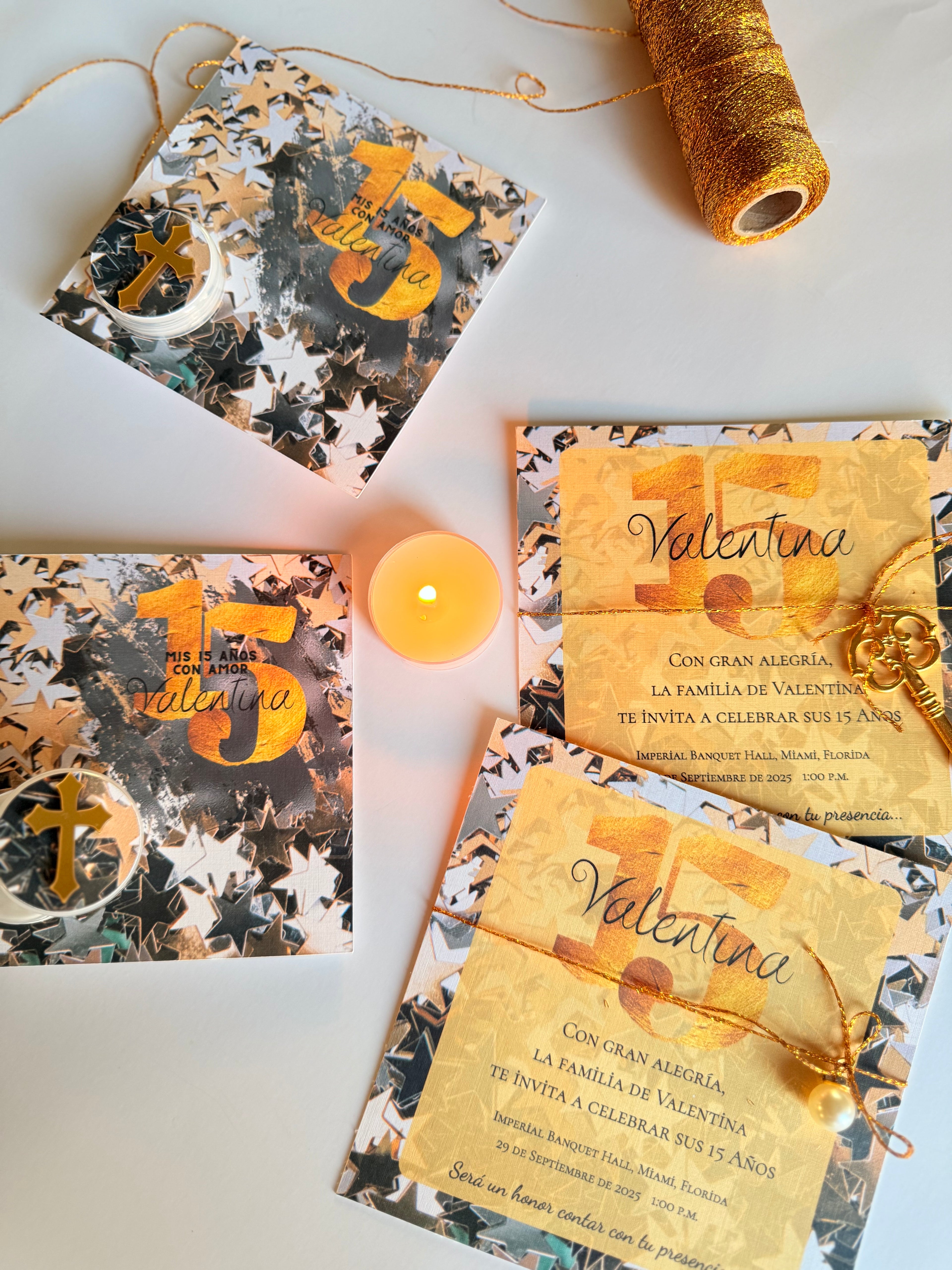 Personalized Keychain Invitation + Cream Favor Set