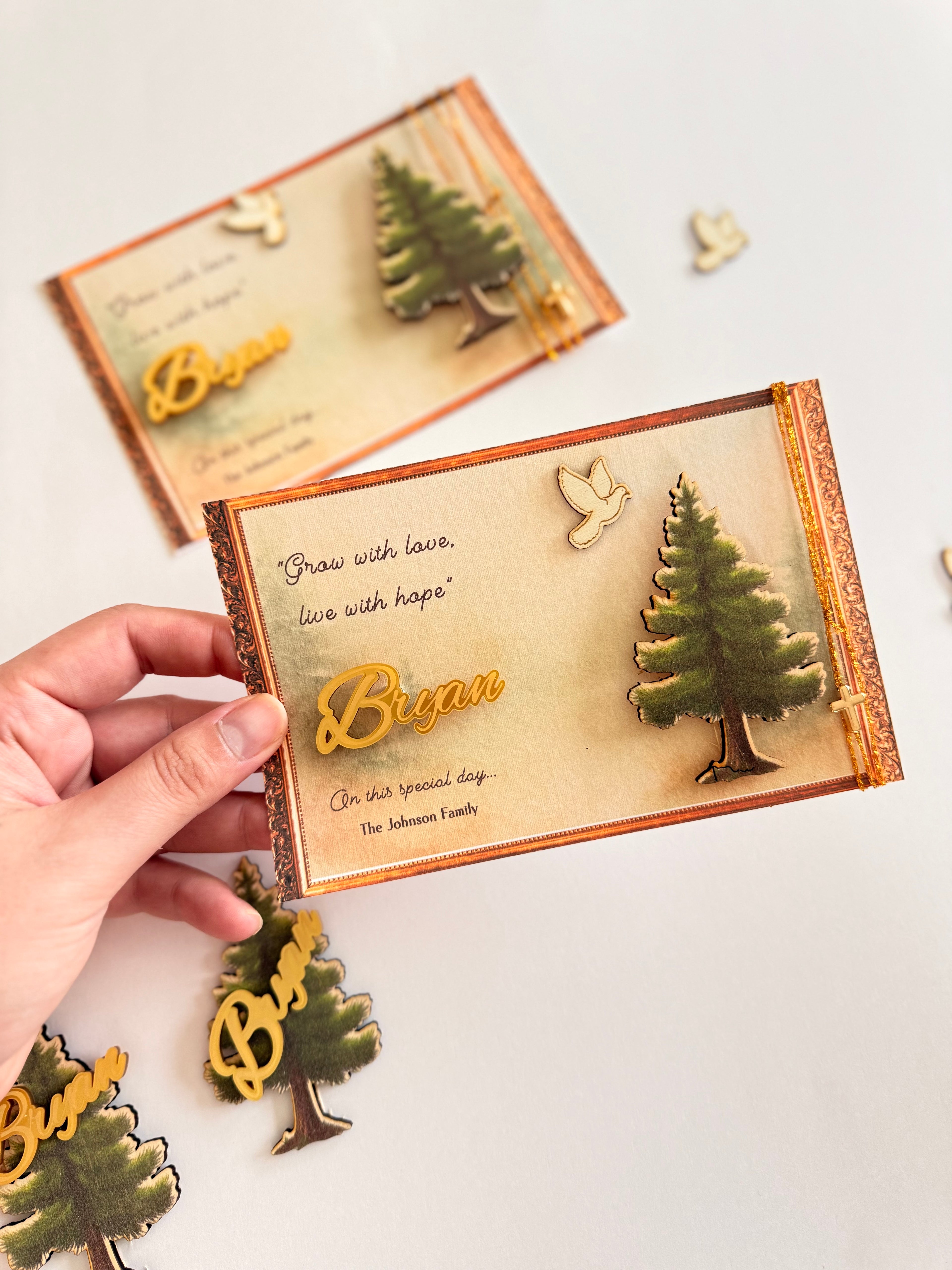 Personalized Wooden Magnet with Mirror Detail – Baby & Event Favor
