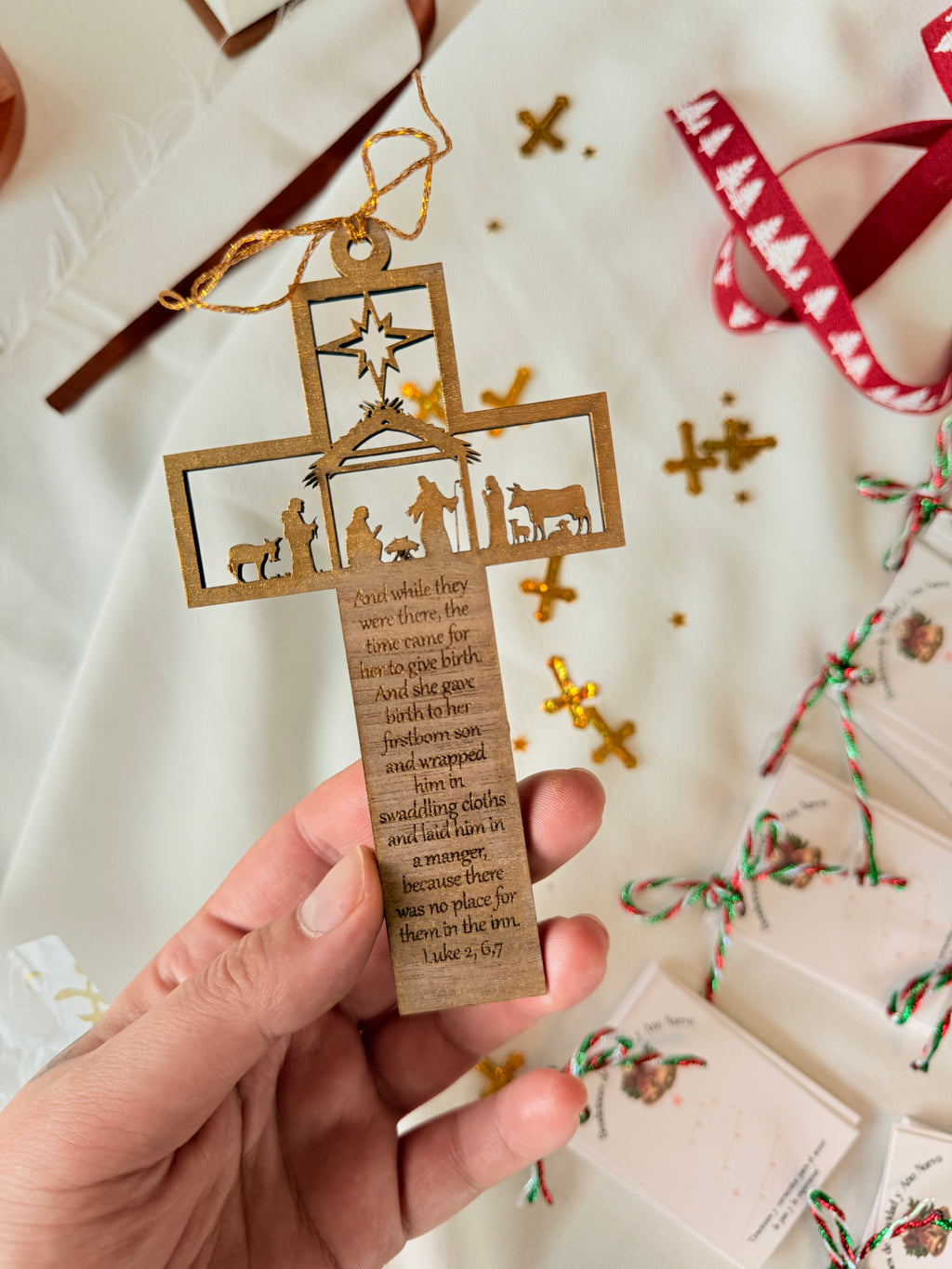 Cross Hanging Wooden Decor – Personalized Blessing Gift