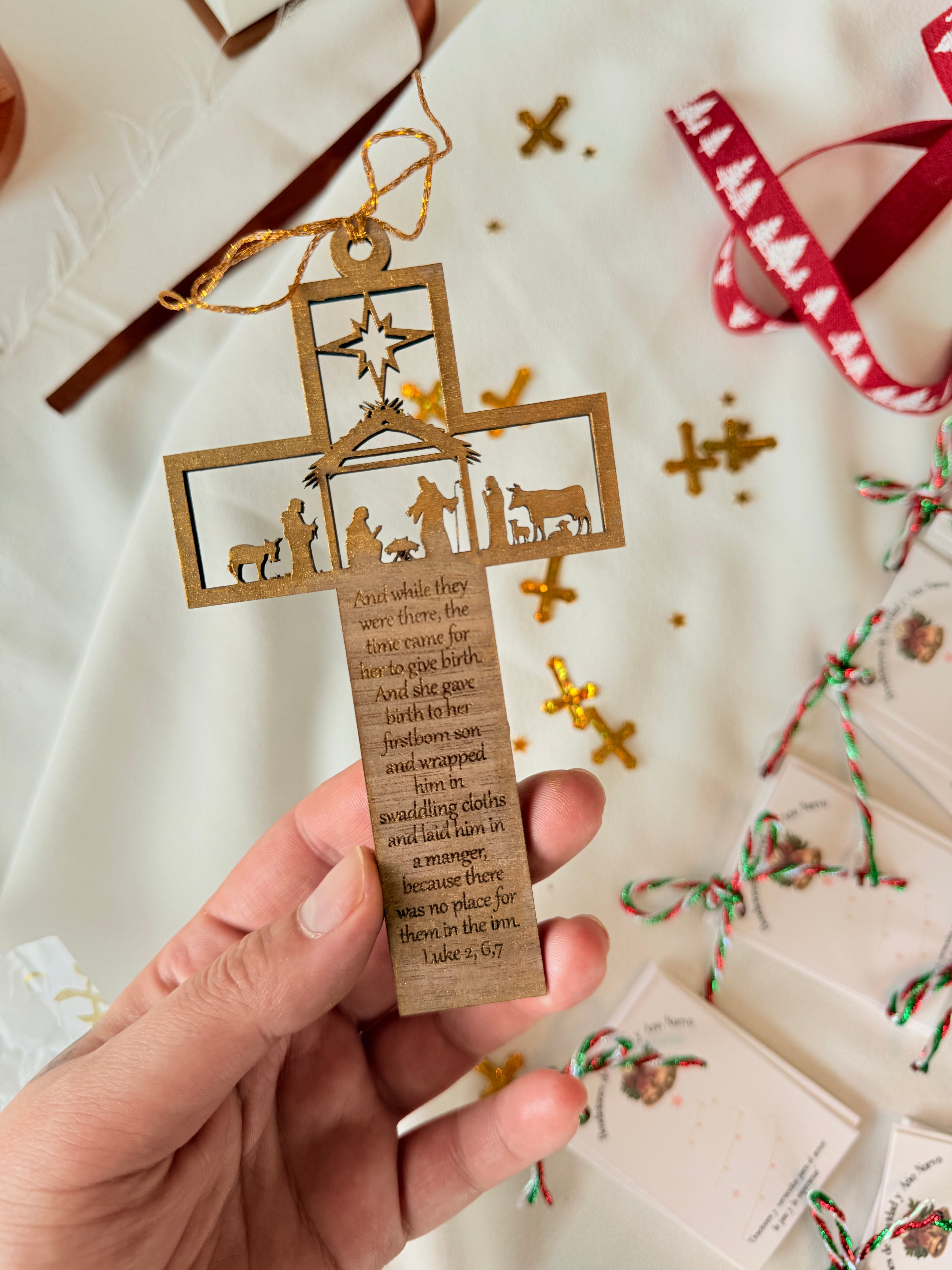 Cross Hanging Wooden Decor – Personalized Blessing Gift