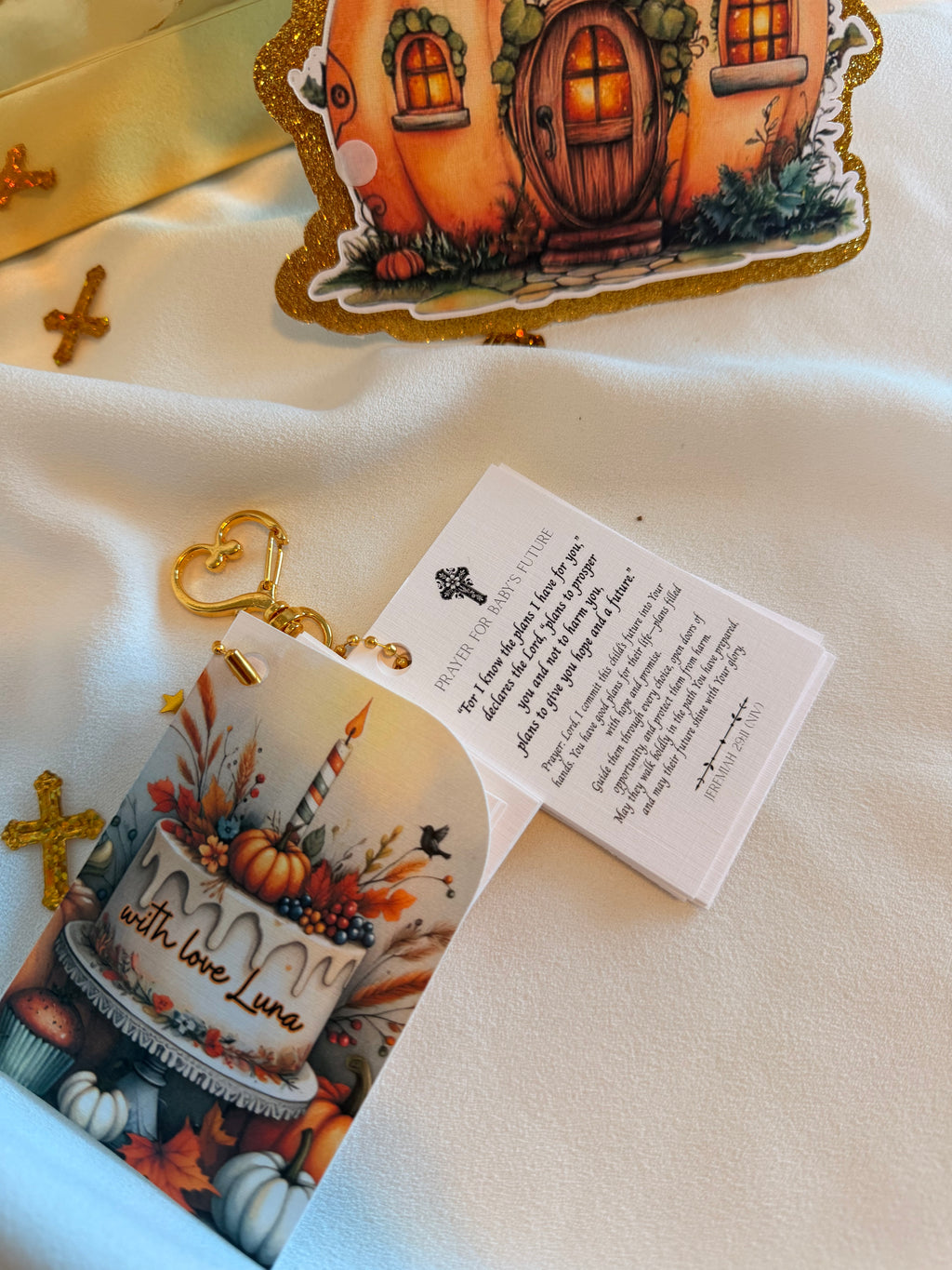 Personalized Mini Bible Booklet Keychain – Baby Blessing Gift