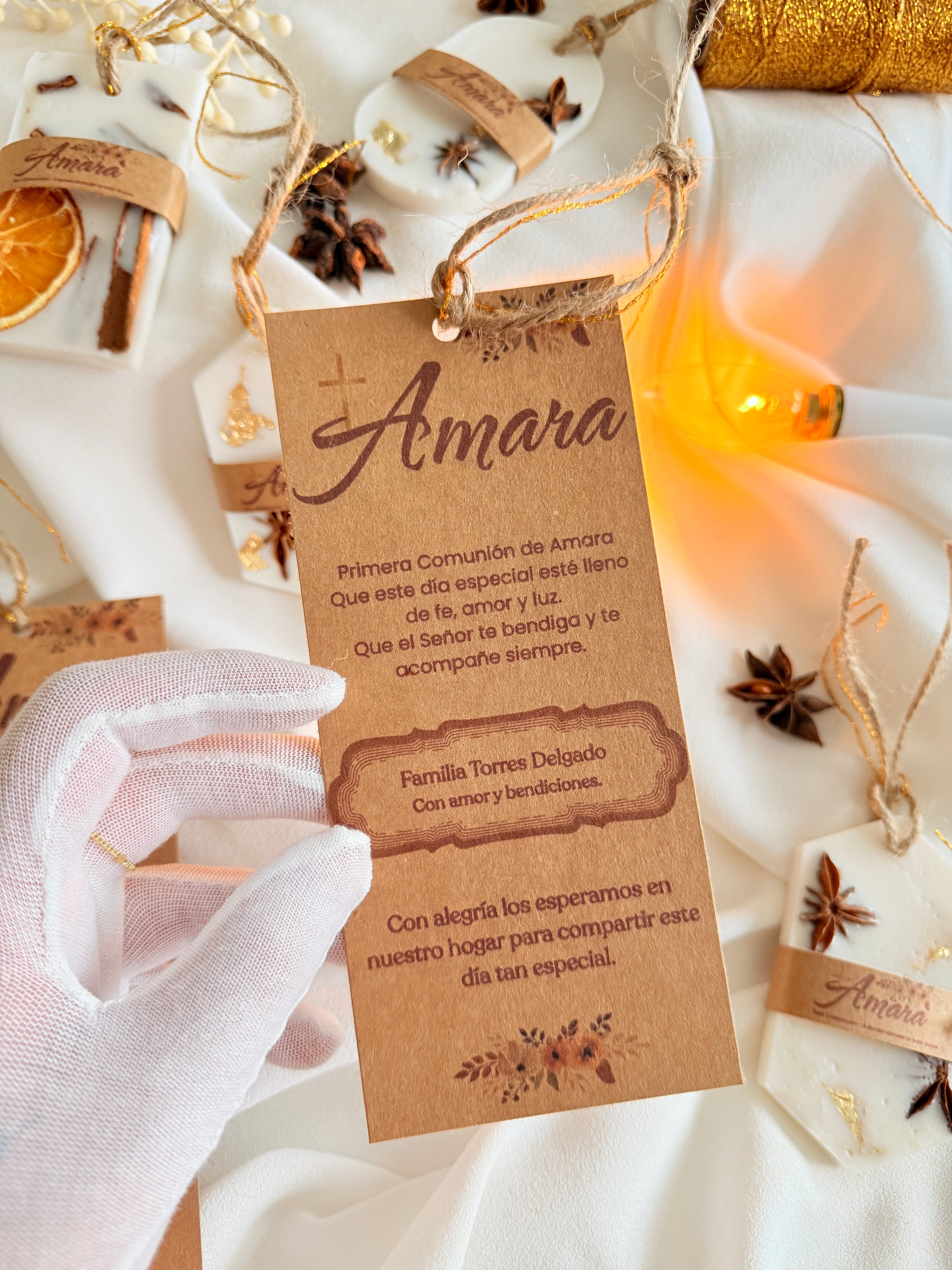 First Communion Favor | Personalized Scented Wax Sachet | Orange & Cinnamon Decor | Baptism Gift | Handmade Religious Keepsake