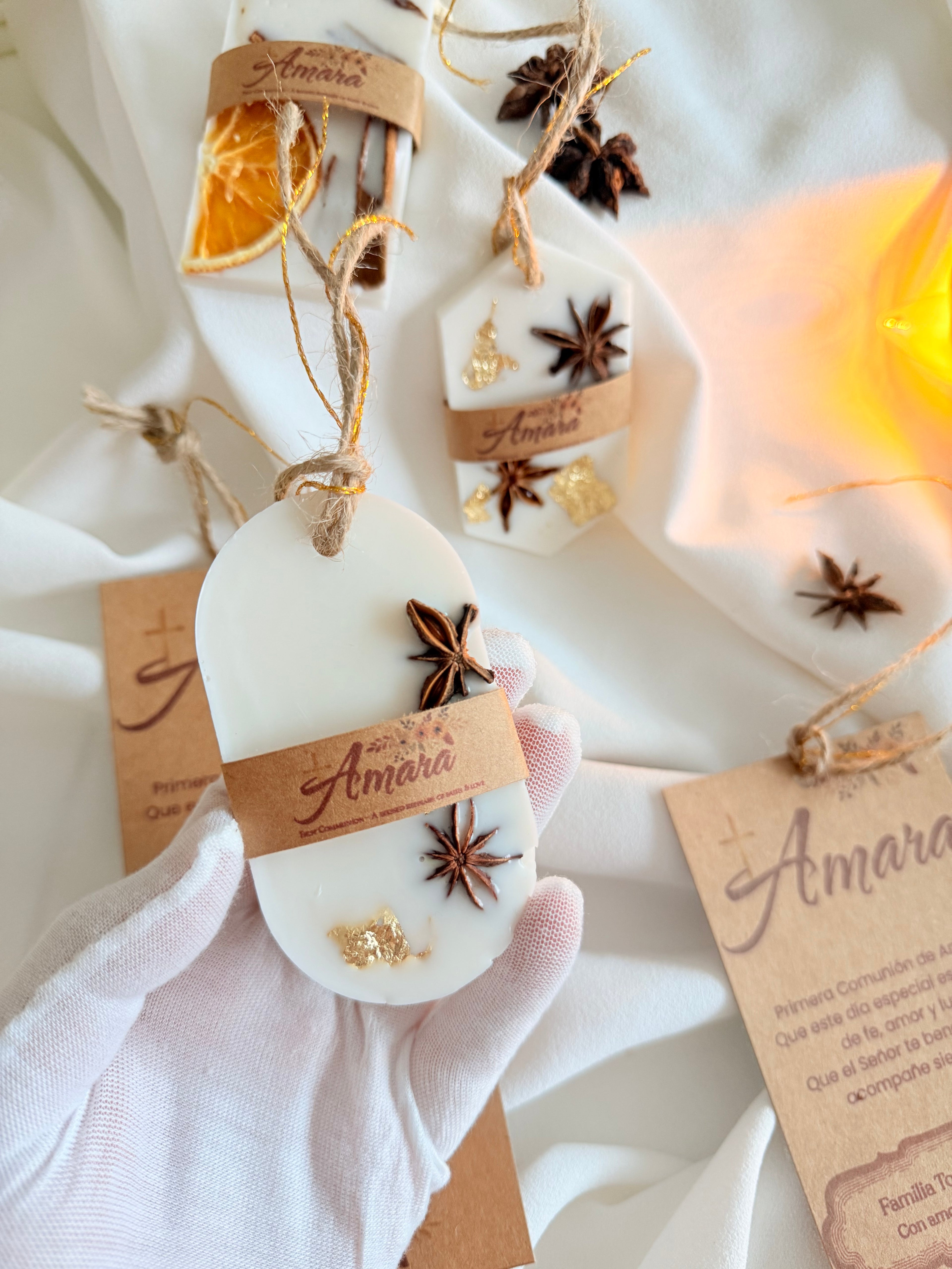 First Communion Favor | Personalized Scented Wax Sachet | Orange & Cinnamon Decor | Baptism Gift | Handmade Religious Keepsake