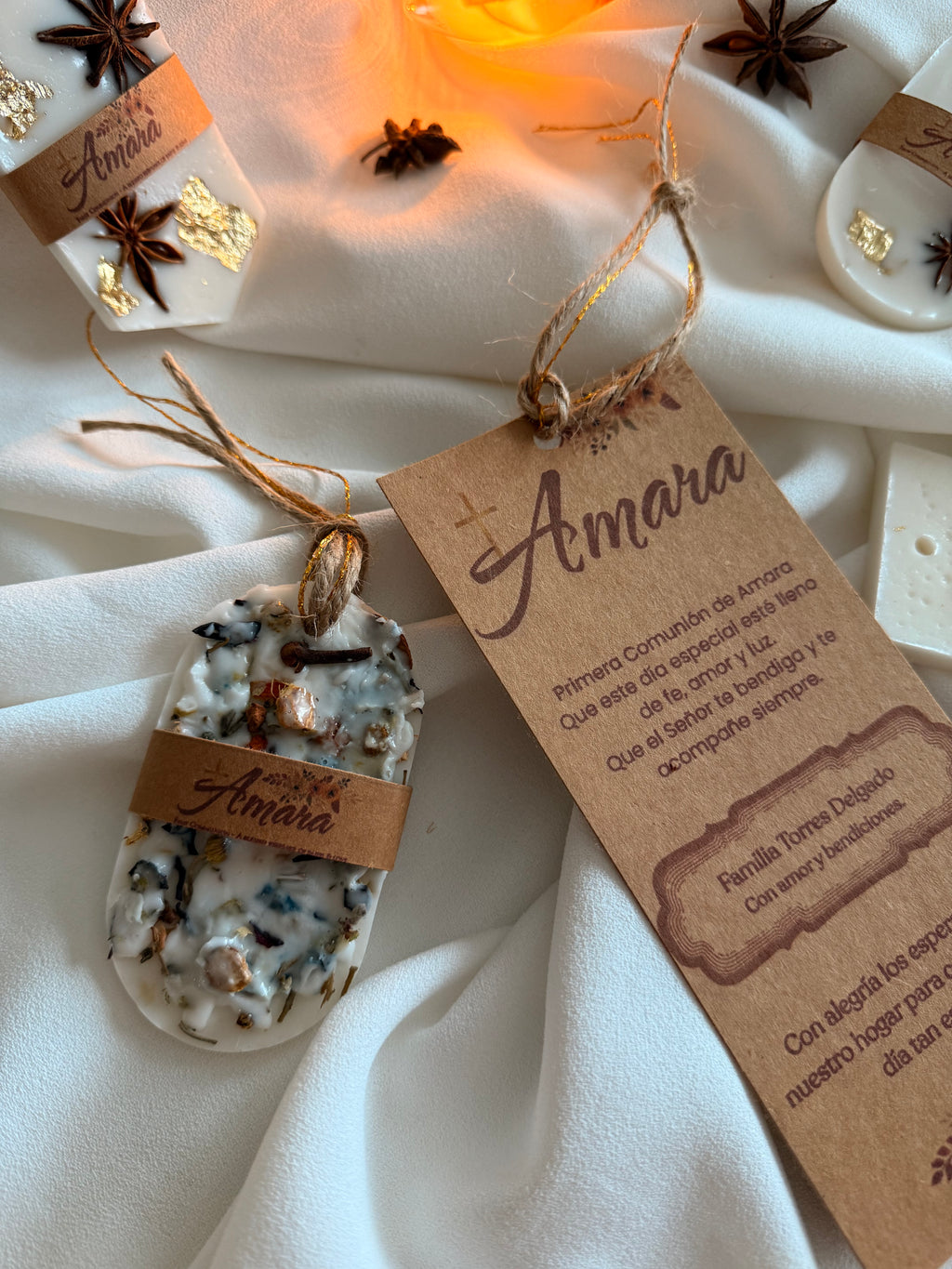 First Communion Favor | Personalized Scented Wax Sachet | Orange & Cinnamon Decor | Baptism Gift | Handmade Religious Keepsake