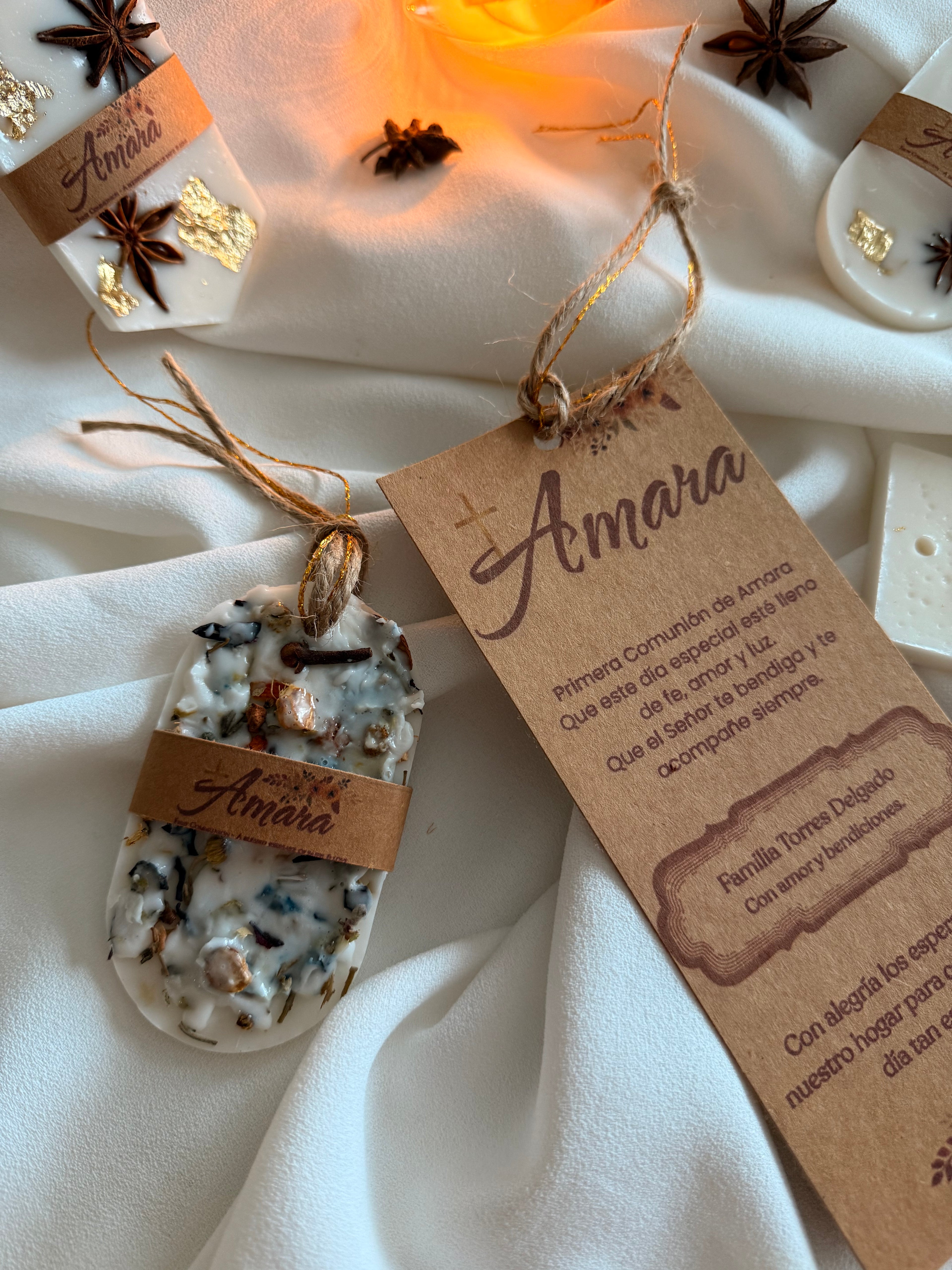 First Communion Favor | Personalized Scented Wax Sachet | Orange & Cinnamon Decor | Baptism Gift | Handmade Religious Keepsake