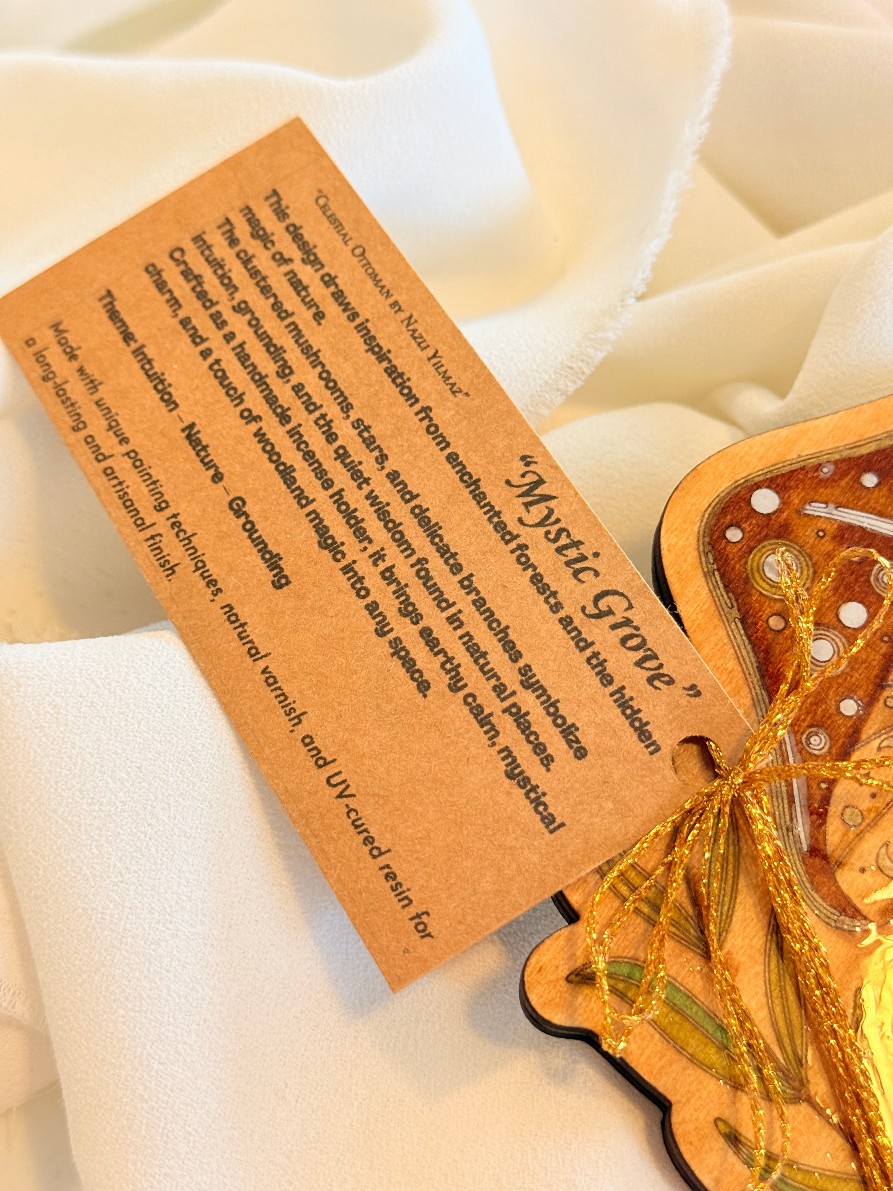 Mystic Mushroom Wooden Incense Holder – Handcrafted Resin Forest Art