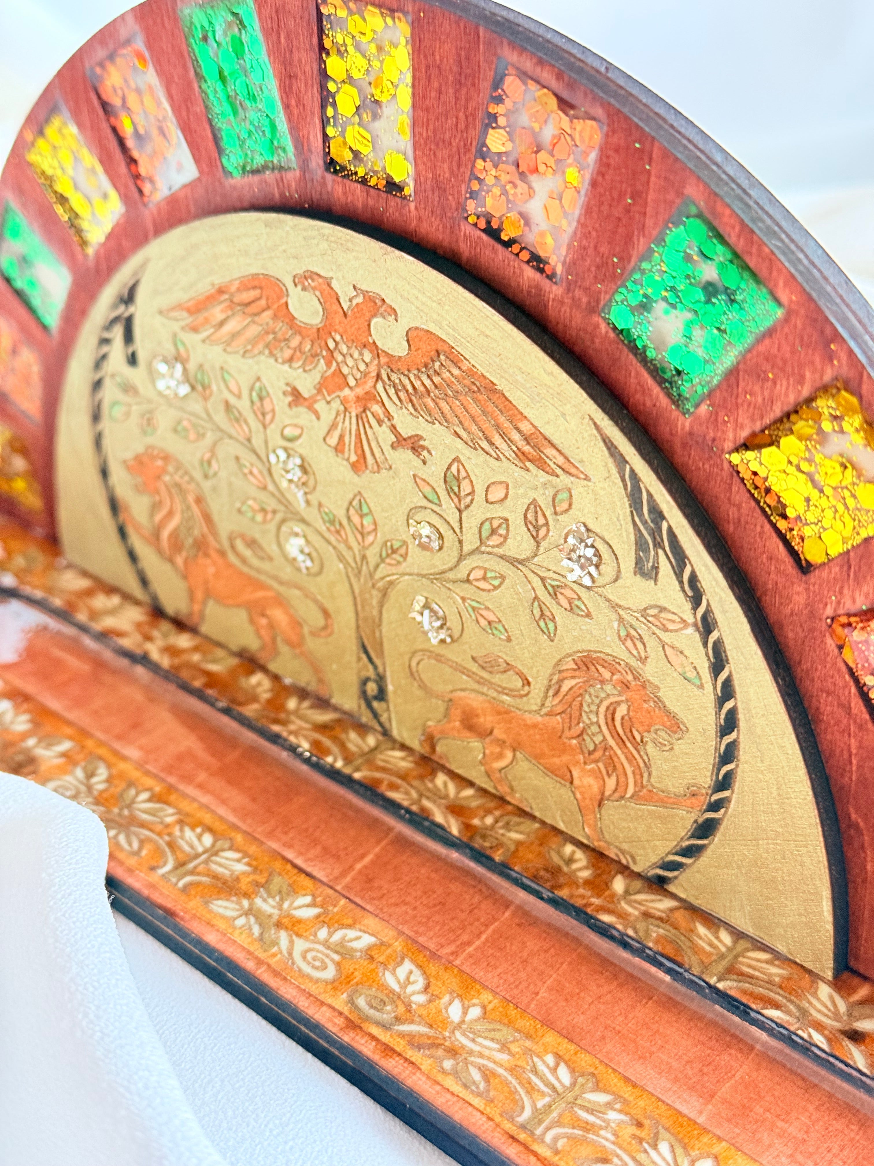 Ottoman Mythical Wooden Incense Holder – Handcrafted Resin Art