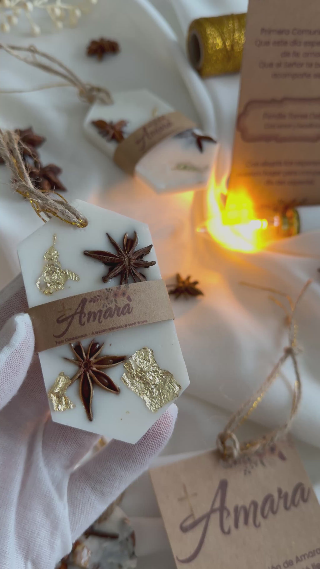 First Communion Favor | Personalized Scented Wax Sachet | Orange & Cinnamon Decor | Baptism Gift | Handmade Religious Keepsake